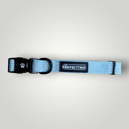 Brown corduroy dog collar from The Pawfect Trio, stylish pet accessory with adjustable buckle for comfortable fit.