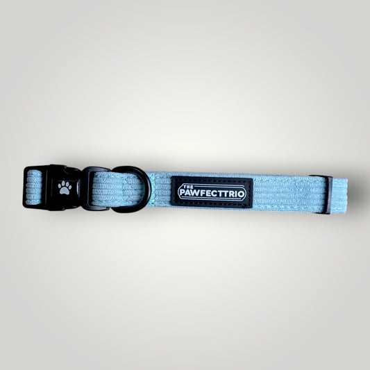 Brown corduroy dog collar from The Pawfect Trio, stylish pet accessory with adjustable buckle for comfortable fit.