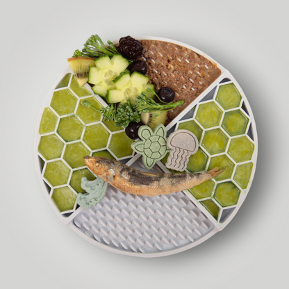Slow feeder dog mat by The Pawfect Trio with textured surface to slow down feeding and promote healthy eating for dogs.