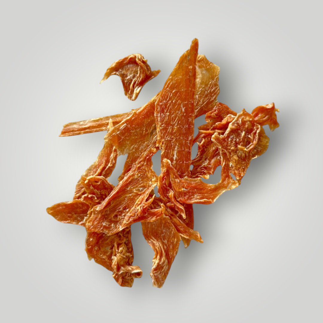 Treat Treat turkey jerky dog treats, showing dried turkey strips ideal for dogs, natural and protein-rich dog snack