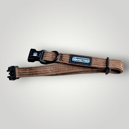 Corduroy dog collar from The Pawfect Trio featuring soft, durable fabric and adjustable strap for comfortable pet wear.