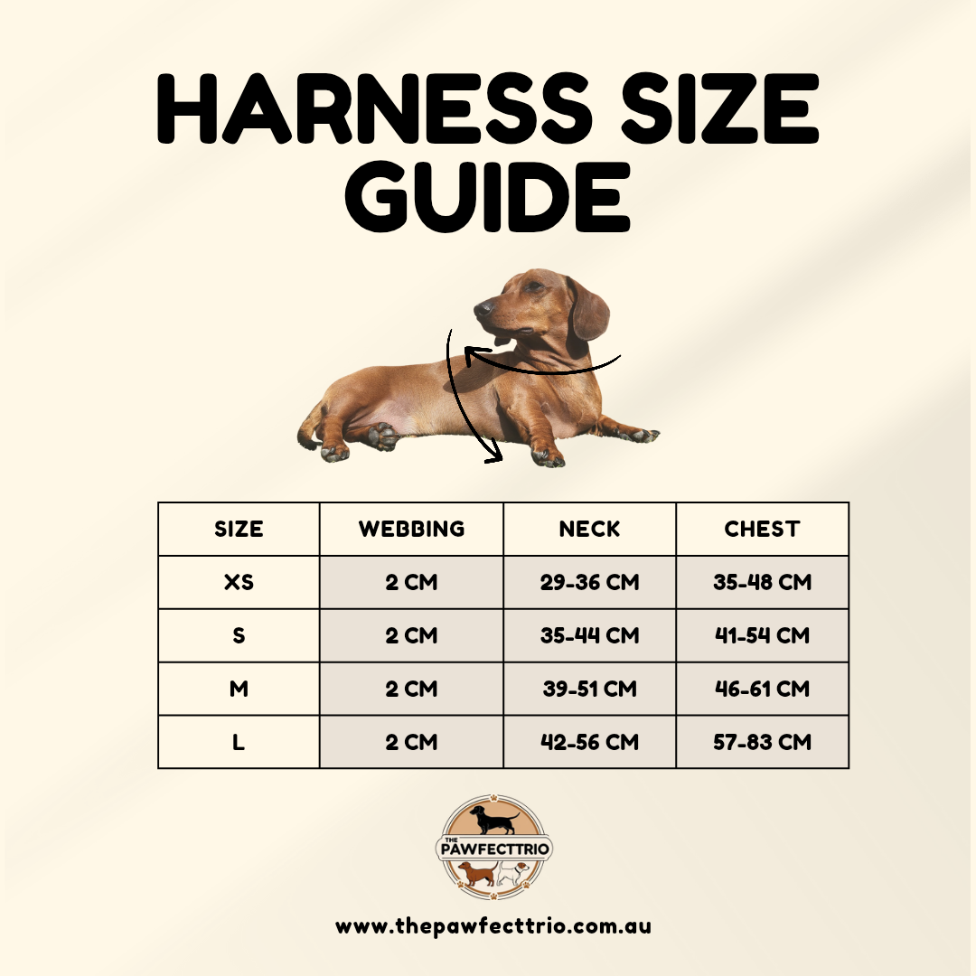 Corduroy dog harness from The Pawfect Trio, pet accessory with a soft, textured corduroy fabric and adjustable straps.